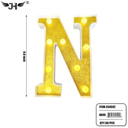 LETTER - N GLITTER LIGHT UP HANGING DECORATE (6PC/BG) 6BG/CS