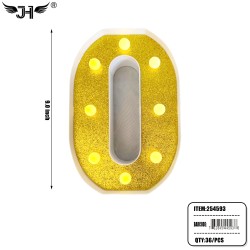 LETTER - O GLITTER LIGHT UP HANGING DECORATE (6PC/BG) 6BG/CS