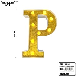 LETTER - P GLITTER LIGHT UP HANGING DECORATE (6PC/BG) 6BG/CS