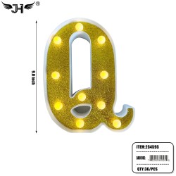 LETTER - Q GLITTER LIGHT UP HANGING DECORATE (6PC/BG) 6BG/CS