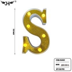 LETTER - S GLITTER LIGHT UP HANGING DECORATE (6PC/BG) 6BG/CS