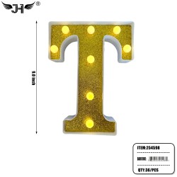 LETTER - T GLITTER LIGHT UP HANGING DECORATE (6PC/BG) 6BG/CS