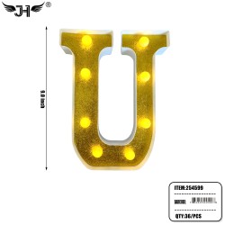 LETTER - U GLITTER LIGHT UP HANGING DECORATE (6PC/BG) 6BG/CS