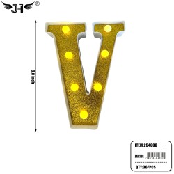 LETTER - V GLITTER LIGHT UP HANGING DECORATE (6PC/BG) 6BG/CS