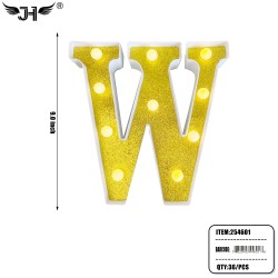 LETTER - W GLITTER LIGHT UP HANGING DECORATE (6PC/BG) 6BG/CS