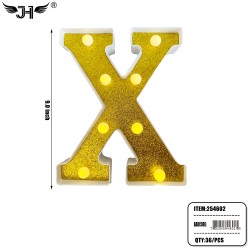 LETTER - X GLITTER LIGHT UP HANGING DECORATE (6PC/BG) 6BG/CS