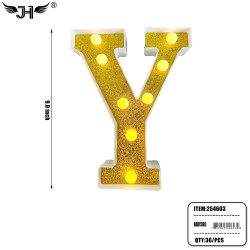 LETTER - Y GLITTER LIGHT UP HANGING DECORATE (6PC/BG) 6BG/CS