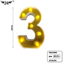 NUMBER -  3 LIGHT UP HANGING DECORATE (6PC/BG) 6BG/CS