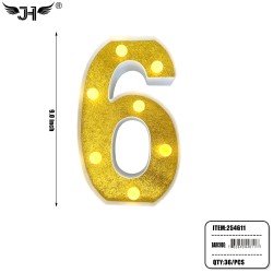 NUMBER -  6 LIGHT UP HANGING DECORATE (6PC/BG) 6BG/CS