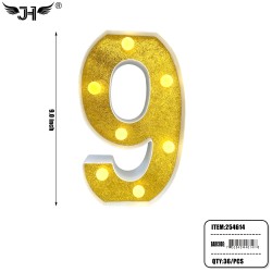 NUMBER -  9 LIGHT UP HANGING DECORATE (6PC/BG) 6BG/CS