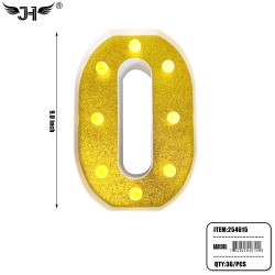 NUMBER -  0 LIGHT UP HANGING DECORATE (6PC/BG) 6BG/CS