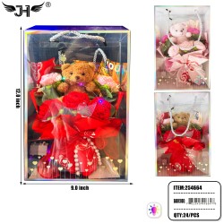 FLOWER GIFT SET - ROSE & BEAR BOUQUET IN BOX (4PC/PK) 6PK/CS FLOWER GIFT SET - ROSE & BEAR BOUQUET IN BOX (4PC/PK) 6PK/CS