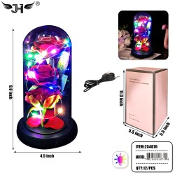 GLASS DOME - LIGHT UP 3 ROSE FLOWER 12PC/CS