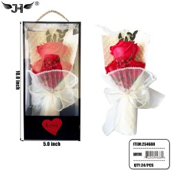 FLOWER GIFT SET - 3 HEAD ROSE FLOWER (4PC/BX) 6BX/CS