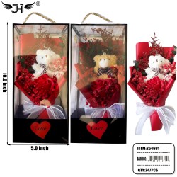 FLOWER GIFT SET - PLUSH BEAR AND FLOWER (4PC/BX) 6BX/CS