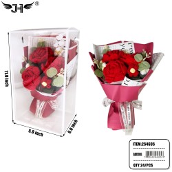 FLOWER GIFT SET - CROCHET 3 ROSES GIFT BOX  (4PC/BX) 6BX/CS