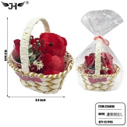 VALENTINE - TEDDY BEAR WITH BASKET 12PC/CS