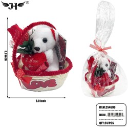 VALENTINE - TEDDY BEAR WITH BASKET 24PC/CS