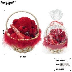 VALENTINE - TEDDY BEAR WITH BASKET 12PC/CS