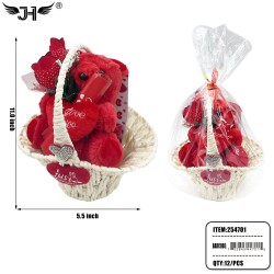 VALENTINE - TEDDY BEAR WITH BASKET 12PC/CS