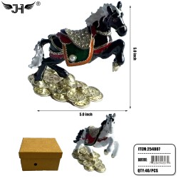 METAL JEWLERY BOX - HORSE 2 COLOR MIX 10PC/4BX/40PC/CS