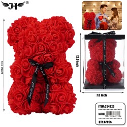 ROSE BEAR - 10" RED COLOR BEAR WITH RIBBON 6PC/CS