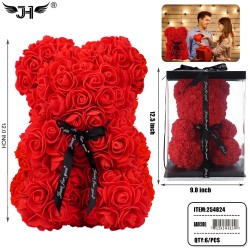 ROSE BEAR - 12" RED COLOR BEAR WITH RIBBON 6PC/CS
