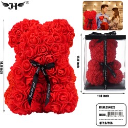 ROSE BEAR - 14" RED COLOR BEAR WITH RIBBON 6PC/CS