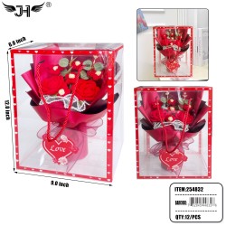 FLOWER GIFT SET - RED FLOWER BOX SET 12PC/CS