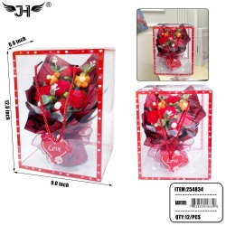 FLOWER GIFT SET - RED FLOWER BOX SET 12PC/CS