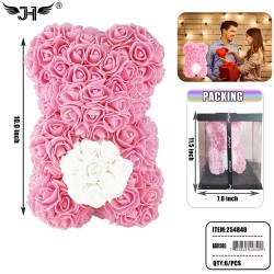 ROSE BEAR - 10" PINK COLOR BEAR WITH HEART 6PC/CS