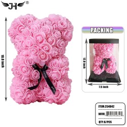 ROSE BEAR - 10" PINK COLOR BEAR WITH RIBBON 6PC/CS