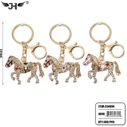 KEYCHAIN - RHINESTONE EMBRAVED HORSE 25DZ/CS
