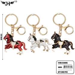 KEYCHAIN - RHINESTONE EMBRAVED HORSE MIX COLOR 25DZ/CS
