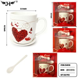 MUG GIFT SET - LOVE HEART 4 DESIGNS 36PC/CS