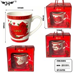 MUG GIFT SET - LOVE HEART 4 DESIGNS 24PC/CS