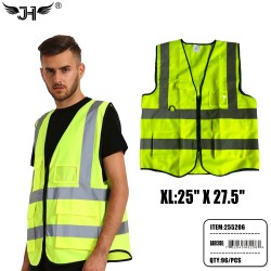 SAFETY VEST - XL SIZE FLUORES YELLOW COLOR REFLECTIVE 8DZ/CS
