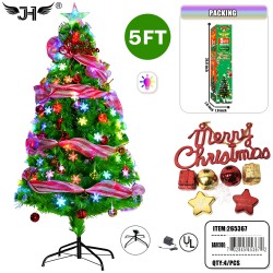 LED CHRISTMAS TREE - 5FT GREEN LEAVES 160 TIPS 4PC/CS