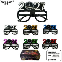 NEW YEAR GLASSES - 2027 CLOCK MIX 6 COLOR 24DZ/CS
