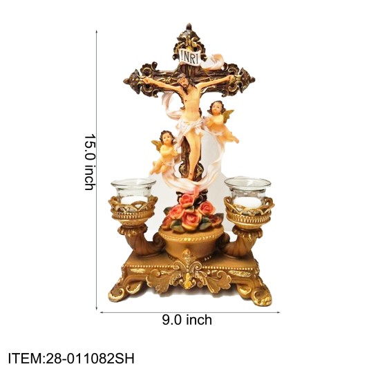 RELIGIOUS - CROSS JESUS W/ CANDLE 4PC/CS