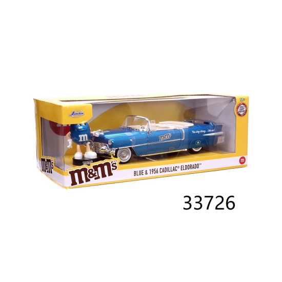 DIECAST CAR - 1:24 1956 CADILLAC W/BLUE M&M 4PC/CS