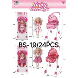 DOLL WITH STROLLER 24PC/CS