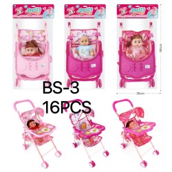 DOLL STROLLER DOUBLE WITH DOLL MIX STYLE 8PC/2BX/16PC/CS