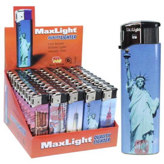 MAXLIGHT ELECTRONIC LIGHTER NY CITY PDQ (50PC) 20BX/CS