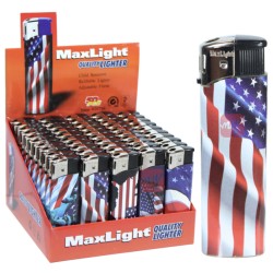 MAXLIGHT ELECTRONIC LIGHTER FLAGS PDQ (50PC) 20BX/CS