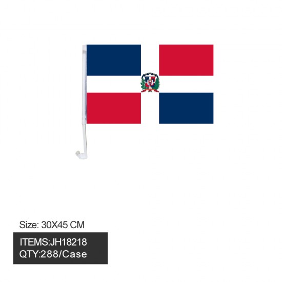 CAR WINDOW CLIP FLAG - DOMINICAN REPUBLIC 12X18 24DZ/CS