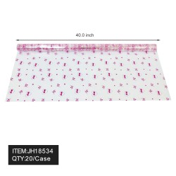 CLEAR CELLOPHANE PINK HEART WRAPPING ROLL 40