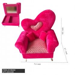 JEWELRY BOX - PINK SINGLE COUCH HEART 12PC/CS