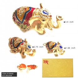 GOLD THREE ELEPHANT MEAL JEWELRY BOX 10PC/40PC/CS