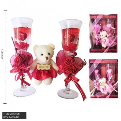 CANDLE - VALENTINE CANDLE WIITH BEAR 12PC/2BX/24PC/CS